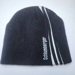 Vintage Schlumberger Beanie Knit Hat Oil Drilling Fall Winter Toque